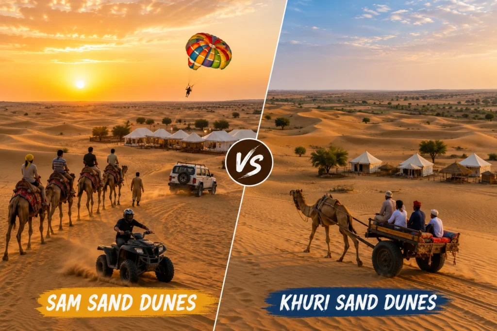 Sam Sand Dunes vs Khuri Sand Dunes complete comparison in Jaisalmer.