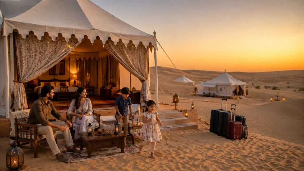 Family-friendly desert camp accommodation in Jaisalmer


