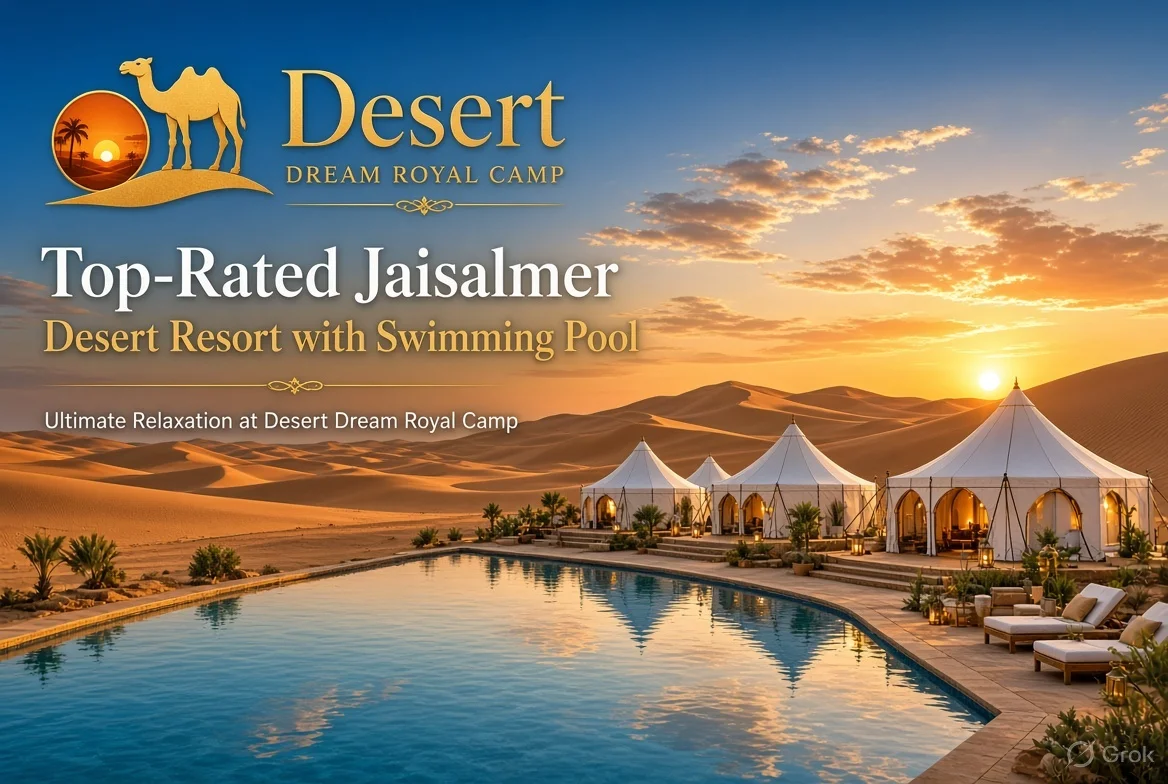 Jaisalmer desert resort with swimming pool